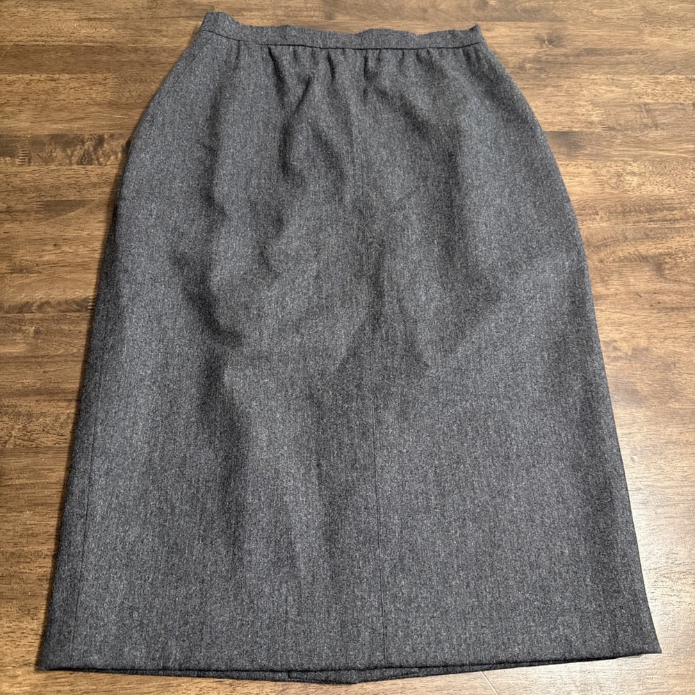 Escada By Margaret Ley Wool Cashmere Gray Skirt 40 US 10 Minimalist Career